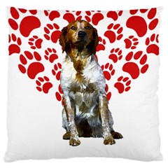 Brittany Spaniel Gift T- Shirt Cute Brittany Valentine Heart Paw Brittany Dog Lover Valentine Costum Yoga Reflexion Pose T- Shirtyoga Reflexion Pose T- Shirt Standard Premium Plush Fleece Cushion Case by hizuto