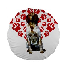 Brittany Spaniel Gift T- Shirt Cute Brittany Valentine Heart Paw Brittany Dog Lover Valentine Costum Yoga Reflexion Pose T- Shirtyoga Reflexion Pose T- Shirt Standard 15  Premium Flano Round Cushions by hizuto