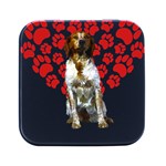 Brittany Spaniel Gift T- Shirt Cute Brittany Valentine Heart Paw Brittany Dog Lover Valentine Costum Yoga Reflexion Pose T- Shirtyoga Reflexion Pose T- Shirt Square Metal Box (Black) Front