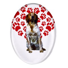 Brittany Spaniel Gift T- Shirt Cute Brittany Valentine Heart Paw Brittany Dog Lover Valentine Costum Yoga Reflexion Pose T- Shirtyoga Reflexion Pose T- Shirt Oval Glass Fridge Magnet (4 Pack)