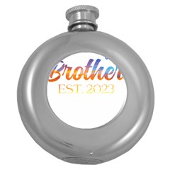 Brother To Be T- Shirt Promoted To Brother Established 2023 Sunrise Design Brother To Be 2023 T- Shi Yoga Reflexion Pose T- Shirtyoga Reflexion Pose T- Shirt Round Hip Flask (5 Oz) by hizuto