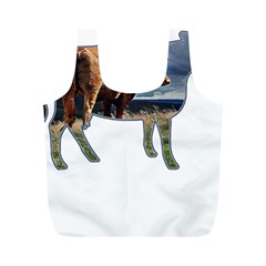 Brown Cow T- Shirt Brown Cow Painting Within A Cow Silhouette Outline T- Shirt Yoga Reflexion Pose T- Shirtyoga Reflexion Pose T- Shirt Full Print Recycle Bag (m) by hizuto