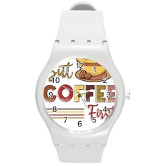 But Coffee First T- Shirt But Coffee  First T- Shirt Yoga Reflexion Pose T- Shirtyoga Reflexion Pose T- Shirt Round Plastic Sport Watch (m) by hizuto