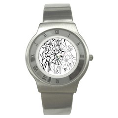 Camellia T- Shirt Camellia T- Shirt Yoga Reflexion Pose T- Shirtyoga Reflexion Pose T- Shirt Stainless Steel Watch