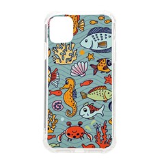 Cartoon Underwater Seamless Pattern With Crab Fish Seahorse Coral Marine Elements Iphone 11 Tpu Uv Print Case by uniart180623