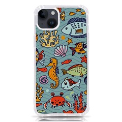 Cartoon Underwater Seamless Pattern With Crab Fish Seahorse Coral Marine Elements Iphone 14 Plus Tpu Uv Print Case by uniart180623