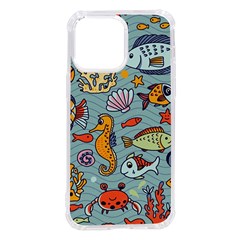 Cartoon Underwater Seamless Pattern With Crab Fish Seahorse Coral Marine Elements Iphone 14 Pro Max Tpu Uv Print Case by uniart180623