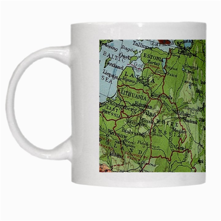 Map Earth World Russia Europe White Mug