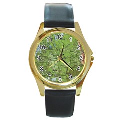 Map Earth World Russia Europe Round Gold Metal Watch by Bangk1t