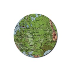 Map Earth World Russia Europe Rubber Round Coaster (4 Pack) by Bangk1t