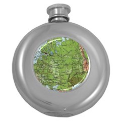 Map Earth World Russia Europe Round Hip Flask (5 Oz) by Bangk1t