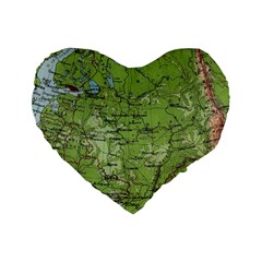 Map Earth World Russia Europe Standard 16  Premium Heart Shape Cushions by Bangk1t