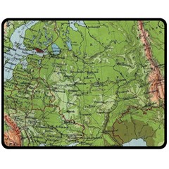 Map Earth World Russia Europe Two Sides Fleece Blanket (medium) by Bangk1t