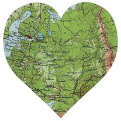 Map Earth World Russia Europe Wooden Puzzle Heart by Bangk1t