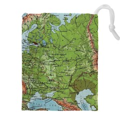 Map Earth World Russia Europe Drawstring Pouch (4xl) by Bangk1t