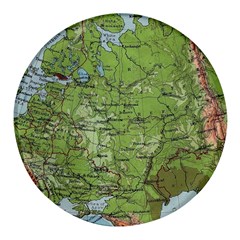 Map Earth World Russia Europe Round Glass Fridge Magnet (4 Pack)