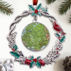 Map Earth World Russia Europe Metal X mas Wreath Holly Leaf Ornament