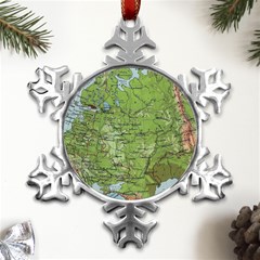 Map Earth World Russia Europe Metal Small Snowflake Ornament