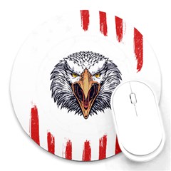 Usa Soccer T- Shirt U S A Patriotic American Flag Soccer Ball Football T- Shirt (1) Round Mousepad by ZUXUMI