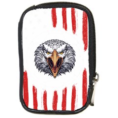 Usa Soccer T- Shirt U S A Patriotic American Flag Soccer Ball Football T- Shirt (1) Compact Camera Leather Case by ZUXUMI