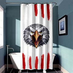 Usa Soccer T- Shirt U S A Patriotic American Flag Soccer Ball Football T- Shirt (1) Shower Curtain 36  X 72  (stall)  by ZUXUMI