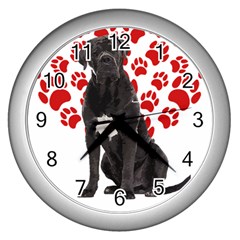 Cane Corso Gifts T- Shirt Cool Cane Corso Valentine Heart Paw Cane Corso Dog Lover Valentine Costume Yoga Reflexion Pose T- Shirtyoga Reflexion Pose T- Shirt Wall Clock (silver) by hizuto