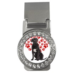 Cane Corso Gifts T- Shirt Cool Cane Corso Valentine Heart Paw Cane Corso Dog Lover Valentine Costume Yoga Reflexion Pose T- Shirtyoga Reflexion Pose T- Shirt Money Clips (cz)  by hizuto