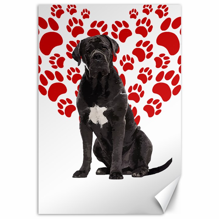 Cane Corso Gifts T- Shirt Cool Cane Corso Valentine Heart Paw Cane Corso Dog Lover Valentine Costume Yoga Reflexion Pose T- Shirtyoga Reflexion Pose T- Shirt Canvas 12  x 18 