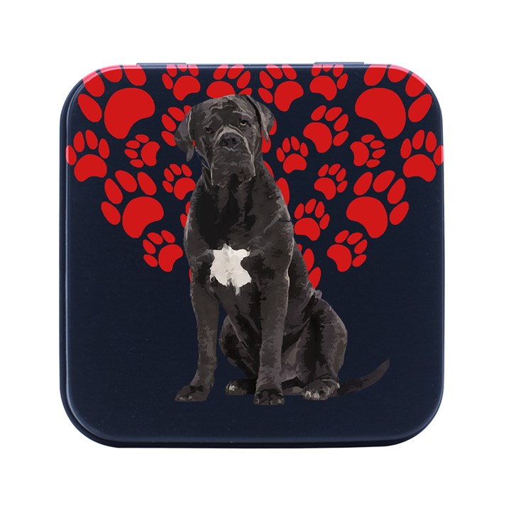 Cane Corso Gifts T- Shirt Cool Cane Corso Valentine Heart Paw Cane Corso Dog Lover Valentine Costume Yoga Reflexion Pose T- Shirtyoga Reflexion Pose T- Shirt Square Metal Box (Black)