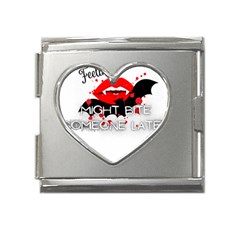 Vampire T- Shirt Feeling Cute Might Bite Someone Later T- Shirt Mega Link Heart Italian Charm (18mm) by ZUXUMI