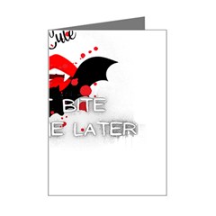 Vampire T- Shirt Feeling Cute Might Bite Someone Later T- Shirt Mini Greeting Card by ZUXUMI