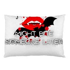 Vampire T- Shirt Feeling Cute Might Bite Someone Later T- Shirt Pillow Case (two Sides) by ZUXUMI