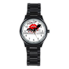 Vampire T- Shirt Feeling Cute Might Bite Someone Later T- Shirt Stainless Steel Round Watch by ZUXUMI