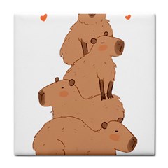 Capybara Art T- Shirt Capybara Pile - A Cute Stack Of Capybaras T- Shirt Yoga Reflexion Pose T- Shirtyoga Reflexion Pose T- Shirt Tile Coaster by hizuto