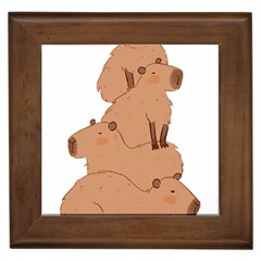 Capybara Art T- Shirt Capybara Pile - A Cute Stack Of Capybaras T- Shirt Yoga Reflexion Pose T- Shirtyoga Reflexion Pose T- Shirt Framed Tile by hizuto