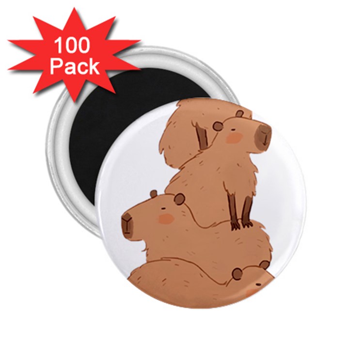 Capybara Art T- Shirt Capybara Pile - A Cute Stack Of Capybaras T- Shirt Yoga Reflexion Pose T- Shirtyoga Reflexion Pose T- Shirt 2.25  Magnets (100 pack) 