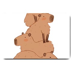 Capybara Art T- Shirt Capybara Pile - A Cute Stack Of Capybaras T- Shirt Yoga Reflexion Pose T- Shirtyoga Reflexion Pose T- Shirt Large Doormat by hizuto