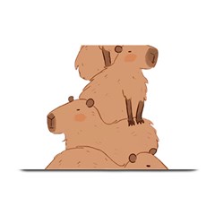 Capybara Art T- Shirt Capybara Pile - A Cute Stack Of Capybaras T- Shirt Yoga Reflexion Pose T- Shirtyoga Reflexion Pose T- Shirt Plate Mats by hizuto