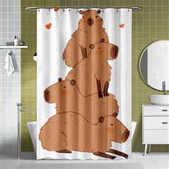 Capybara Art T- Shirt Capybara Pile - A Cute Stack Of Capybaras T- Shirt Yoga Reflexion Pose T- Shirtyoga Reflexion Pose T- Shirt Shower Curtain 48  X 72  (small)  by hizuto