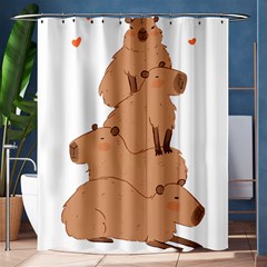 Capybara Art T- Shirt Capybara Pile - A Cute Stack Of Capybaras T- Shirt Yoga Reflexion Pose T- Shirtyoga Reflexion Pose T- Shirt Shower Curtain 60  X 72  (medium)  by hizuto