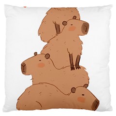 Capybara Art T- Shirt Capybara Pile - A Cute Stack Of Capybaras T- Shirt Yoga Reflexion Pose T- Shirtyoga Reflexion Pose T- Shirt Large Cushion Case (one Side) by hizuto