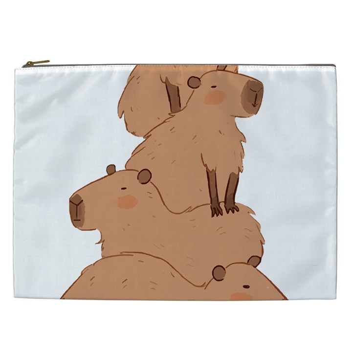 Capybara Art T- Shirt Capybara Pile - A Cute Stack Of Capybaras T- Shirt Yoga Reflexion Pose T- Shirtyoga Reflexion Pose T- Shirt Cosmetic Bag (XXL)