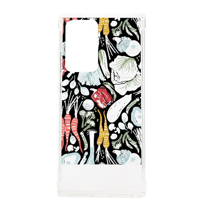 Veggies T- Shirt Go Veggie    Pattern    Black Background Sage Green Mint Goldenrod Yellow Coral And Samsung Galaxy Note 20 Ultra TPU UV Case