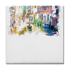 Venice T- Shirt Venice Voyage Art Digital Painting Watercolor Discovery T- Shirt (1) Tile Coaster by ZUXUMI