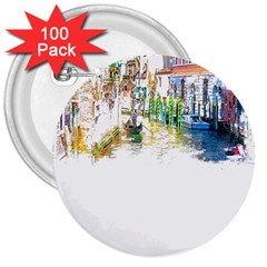 Venice T- Shirt Venice Voyage Art Digital Painting Watercolor Discovery T- Shirt (1) 3  Buttons (100 Pack)  by ZUXUMI