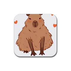 Capybara Art T- Shirt Cute Capybara Art T- Shirt Yoga Reflexion Pose T- Shirtyoga Reflexion Pose T- Shirt Rubber Coaster (square) by hizuto