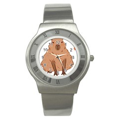 Capybara Art T- Shirt Cute Capybara Art T- Shirt Yoga Reflexion Pose T- Shirtyoga Reflexion Pose T- Shirt Stainless Steel Watch by hizuto