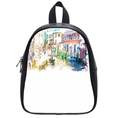 Venice T- Shirt Venice Voyage Art Digital Painting Watercolor Discovery T- Shirt (1) School Bag (small) by ZUXUMI