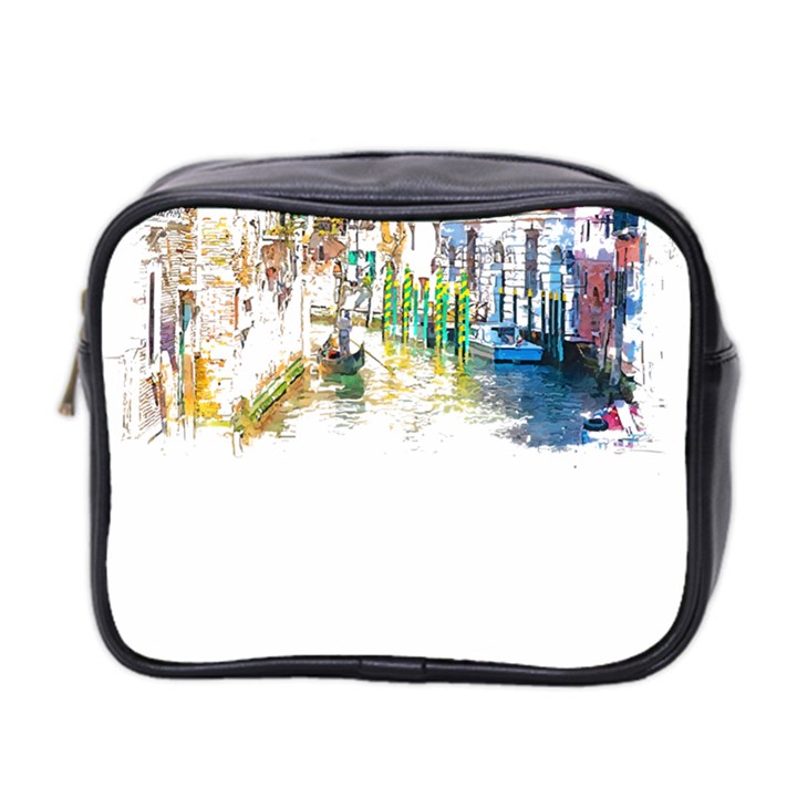 Venice T- Shirt Venice Voyage Art Digital Painting Watercolor Discovery T- Shirt (1) Mini Toiletries Bag (Two Sides)