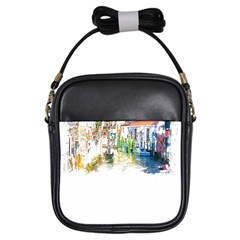 Venice T- Shirt Venice Voyage Art Digital Painting Watercolor Discovery T- Shirt (1) Girls Sling Bag